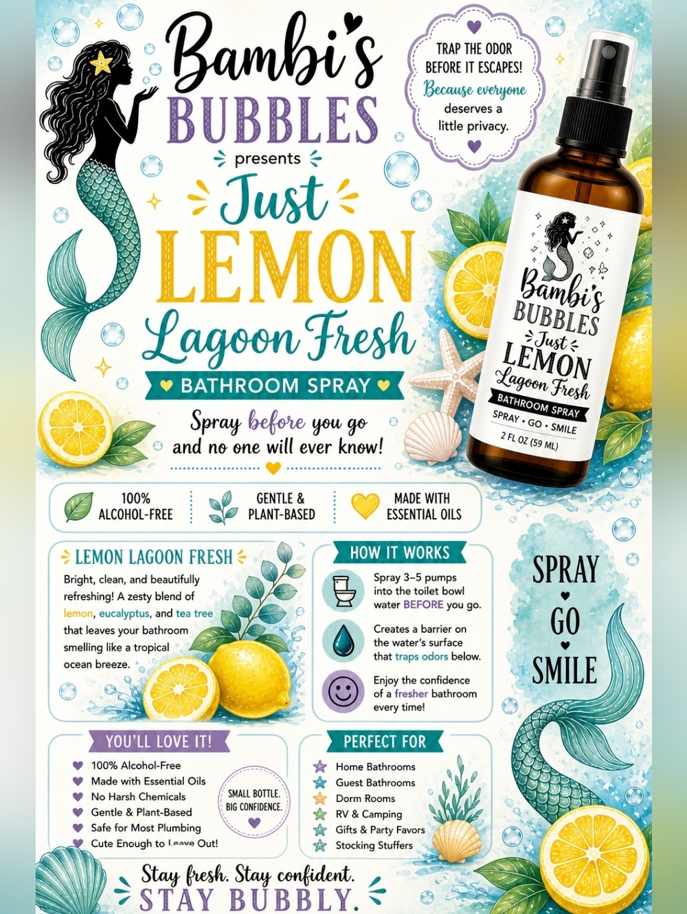 RESTOCKED! Bambi's Bubbles 2oz Bathroom Spray Before You GO! - Picture 2 of 8